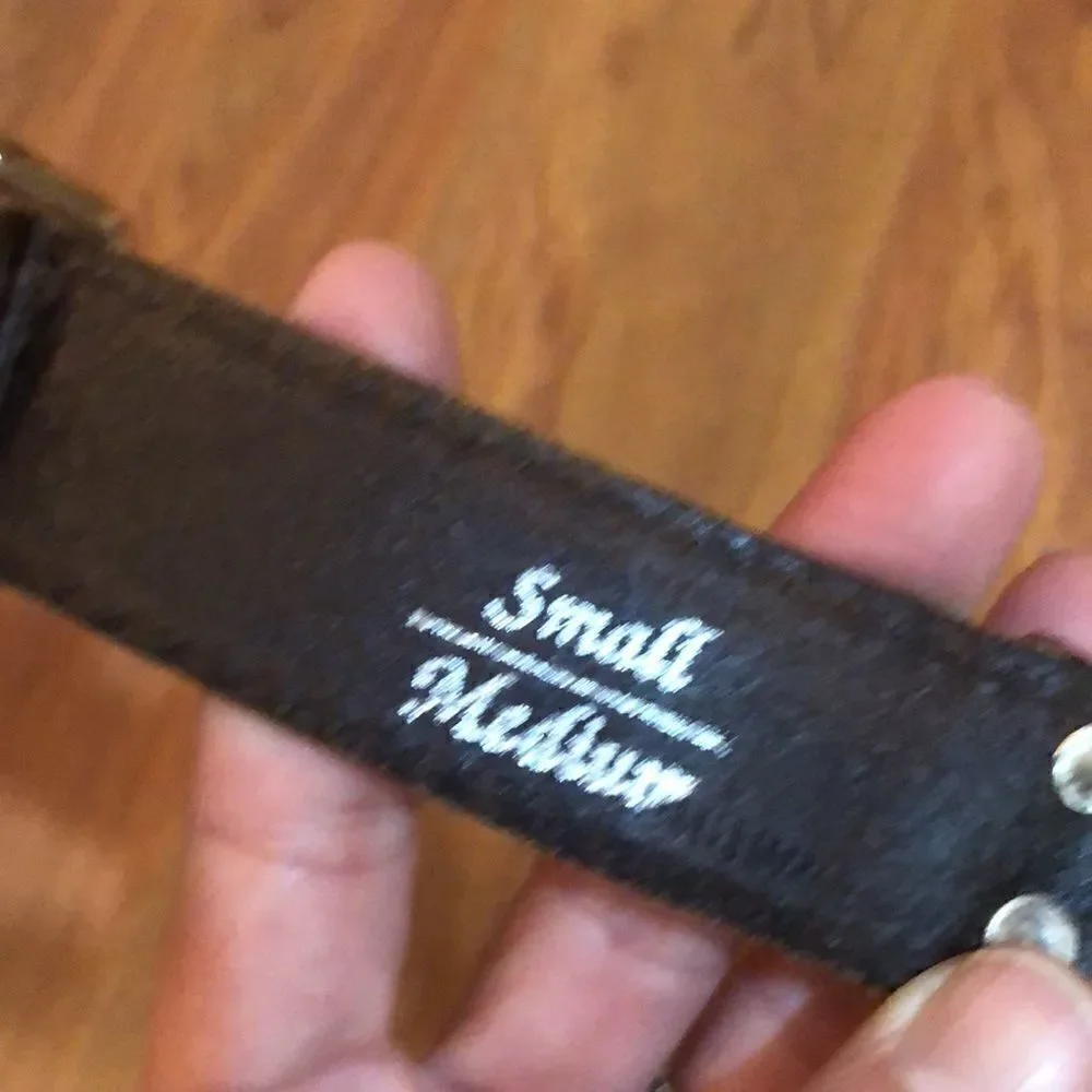 Brighton style genuine leather brown belt with silver detail.